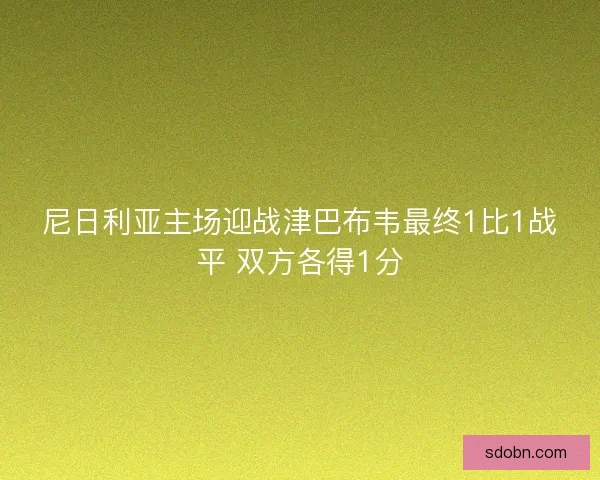 尼日利亚主场迎战津巴布韦最终1比1战平 双方各得1分