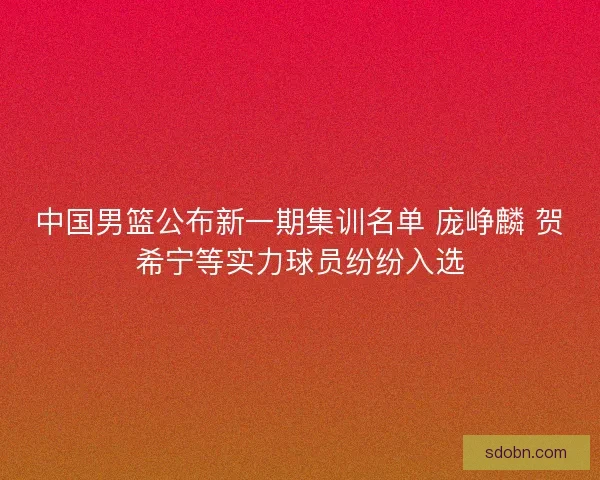 中国男篮公布新一期集训名单 庞峥麟 贺希宁等实力球员纷纷入选