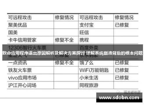 致命应用程序退出原因解析及解决方案探讨 详解系统崩溃背后的根本问题